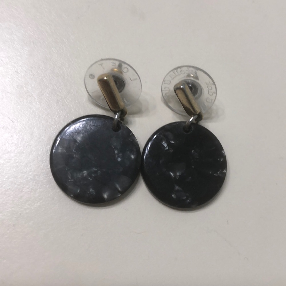 Black Round Pave Stone Earrings